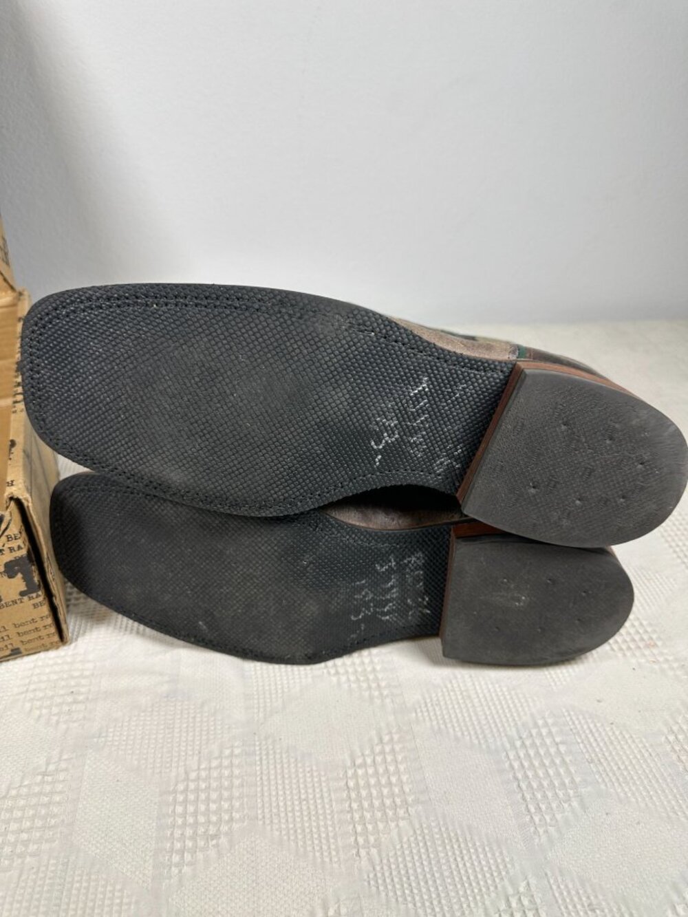 Justin Bent Rail 11" Chocolate Road Western Boots 14D Camo Leather Square Toe - Picture 5 of 8
